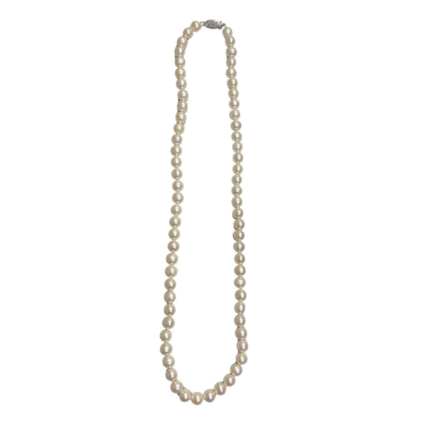 14K White Gold 6X6.5 Freshwater Pearl Necklace - 18"