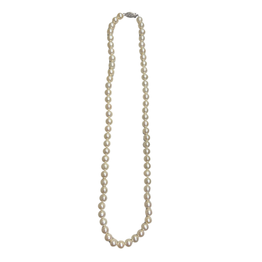 14K White Gold 6X6.5 Freshwater Pearl Necklace - 18"