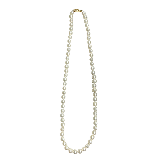 14K Yellow Gold 6X6.5MM Freshwater Pearl Necklace - 18"