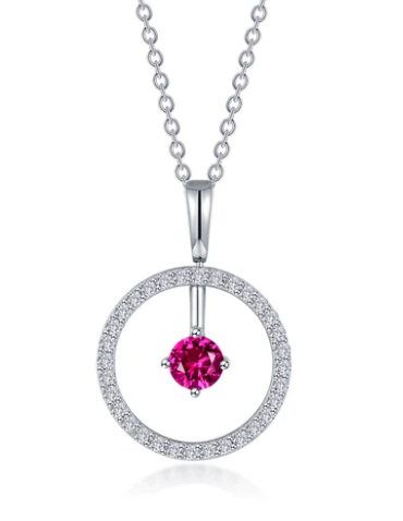 Lafonn Reversible Open Circle Birthstone Necklace - Ruby