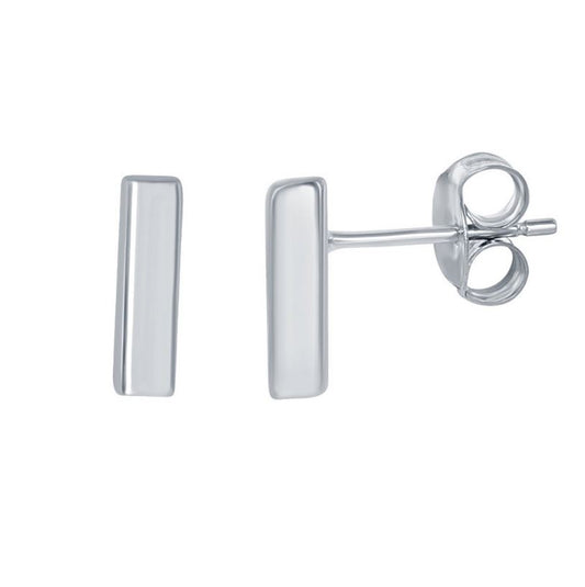 Sterling Silver Small Bar Stud Earrings
