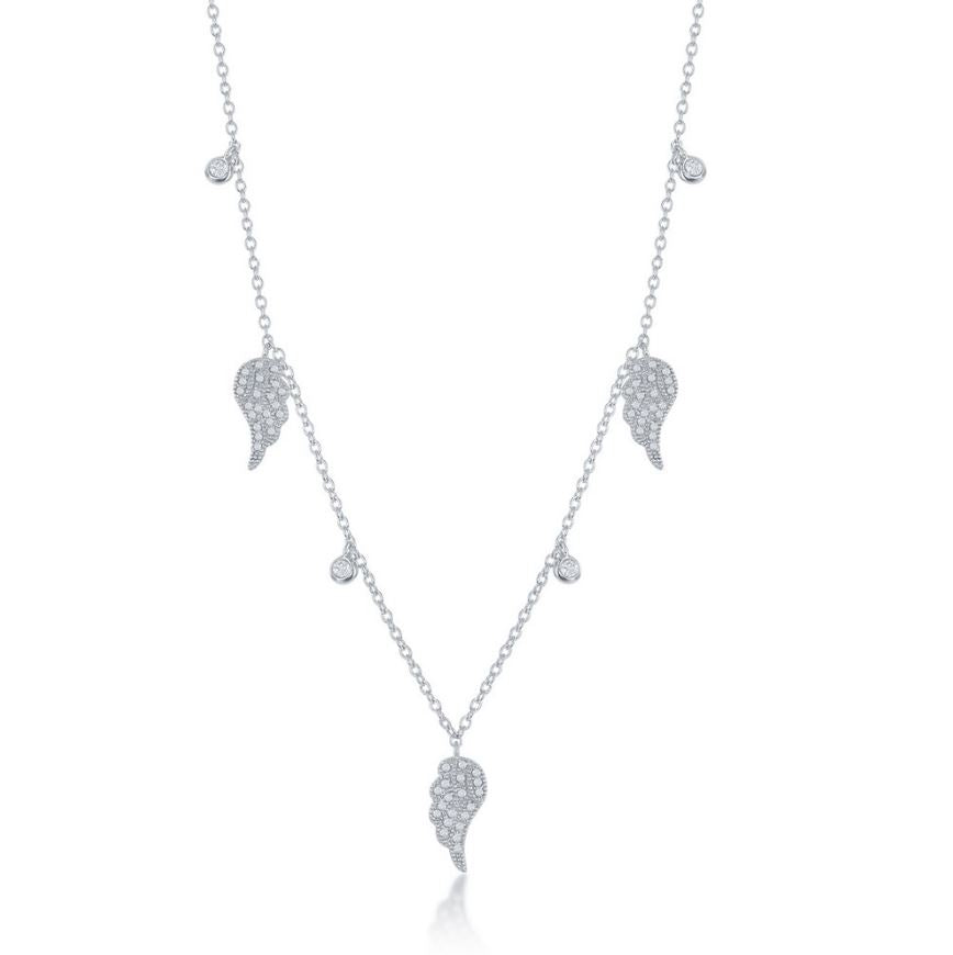 Sterling Silver Multi Angel Wing Necklace