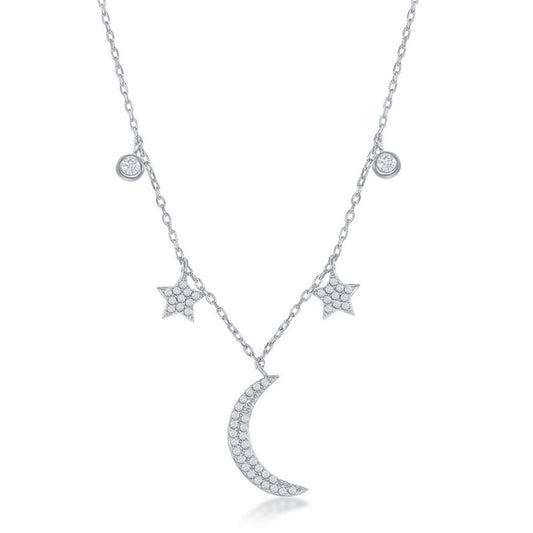 Sterling Silver Moon & Stars Necklace