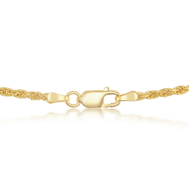 Sterling Silver Gold Plated 1.5mm Rope Chain - 18"