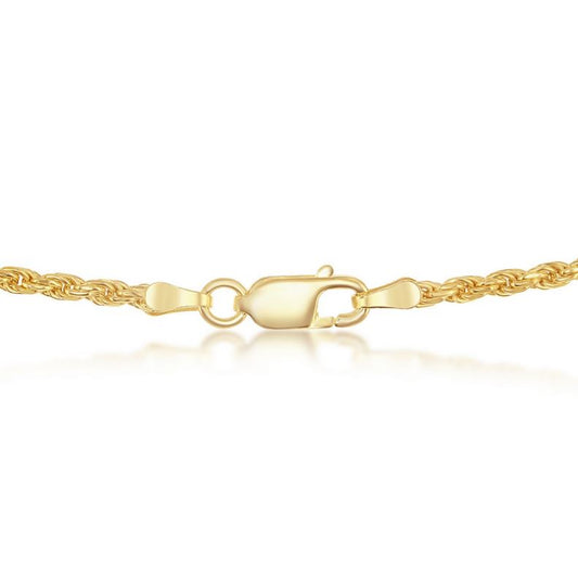 Sterling Silver Gold Plated 1.5mm Rope Chain - 18"