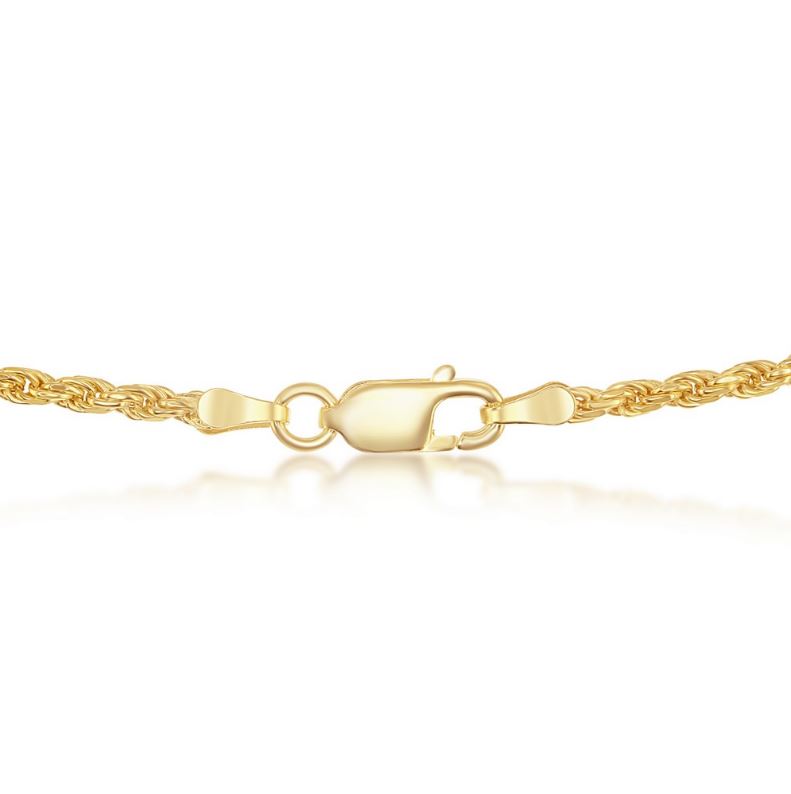Sterling Silver Gold Plated 1.5mm Rope Chain - 20"