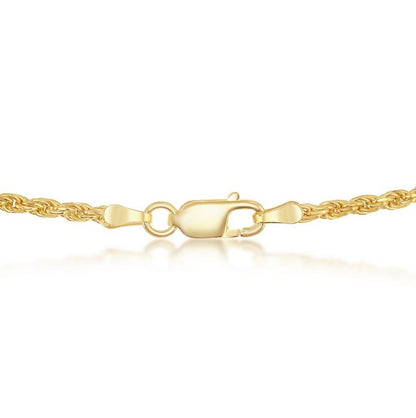 Sterling Silver Gold Plated 1.5mm Rope Chain - 20"