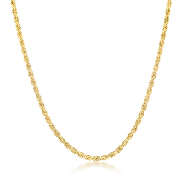 Sterling Silver Gold Plated 1.5mm Rope Chain - 20"