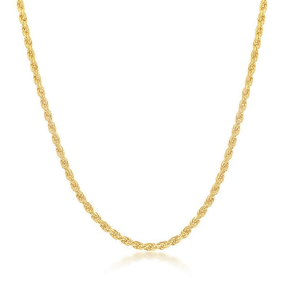 Sterling Silver Gold Plated 1.5mm Rope Chain - 20"