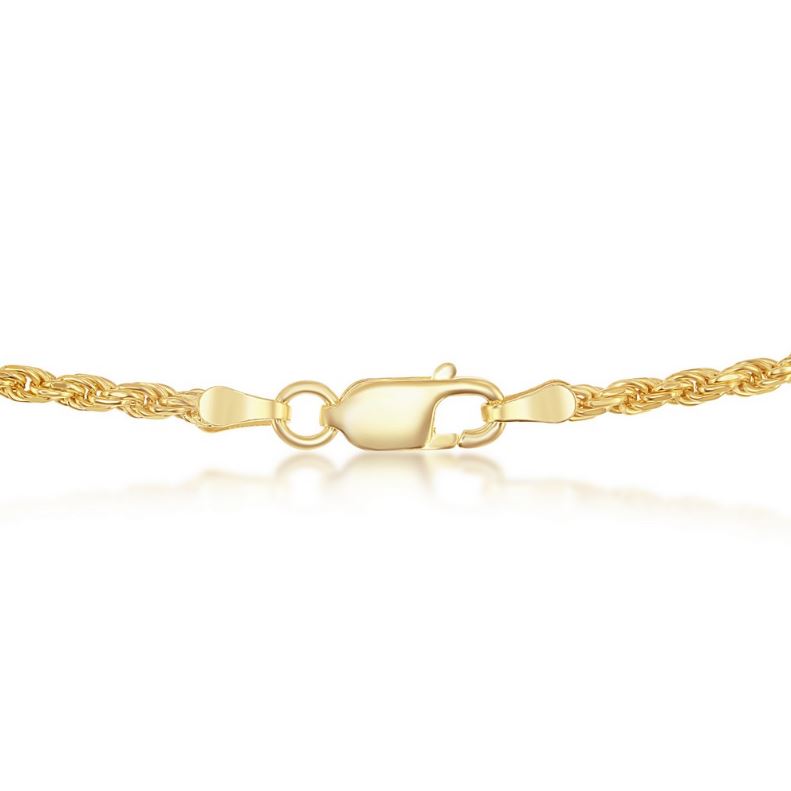 Sterling Silver Gold Plated 1.5mm Rope Chain - 24"