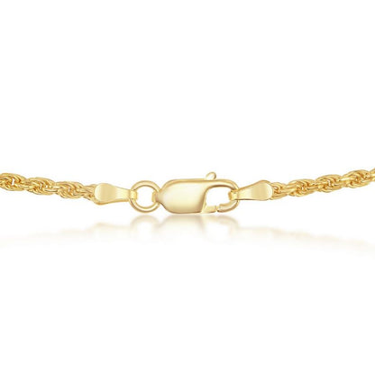 Sterling Silver Gold Plated 1.5mm Rope Chain - 24"