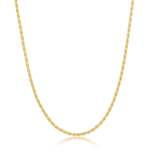 Sterling Silver Gold Plated 2.3mm Rope Chain - 20"