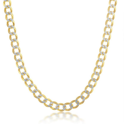 Sterling Silver Gold Plated 5mm Pave Cuban Chain - 20"