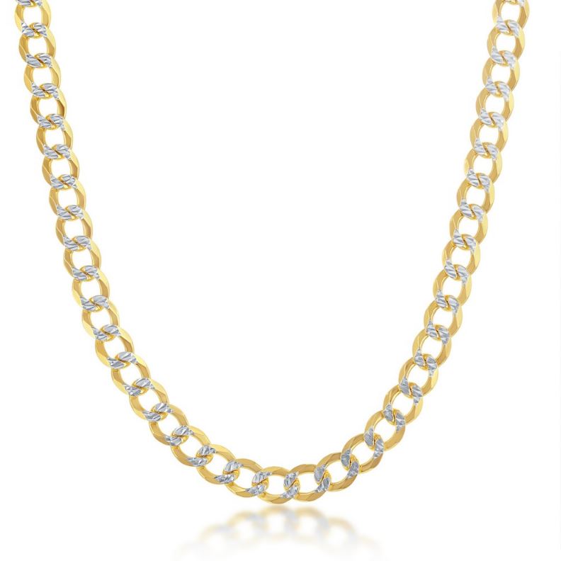 Sterling Silver Gold Plated 5mm Pave Cuban Chain - 24"