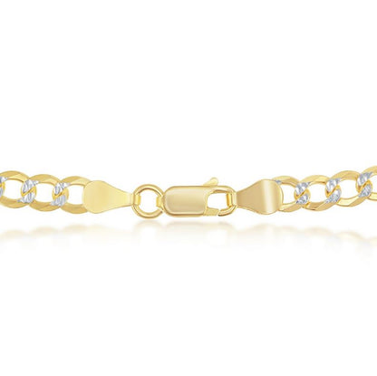 Sterling Silver Gold Plated 5mm Pave Cuban Chain - 24"