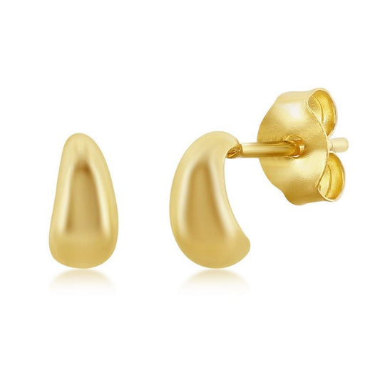Sterling Silver Mini Half Hoop Stud Earrings - Gold Plated