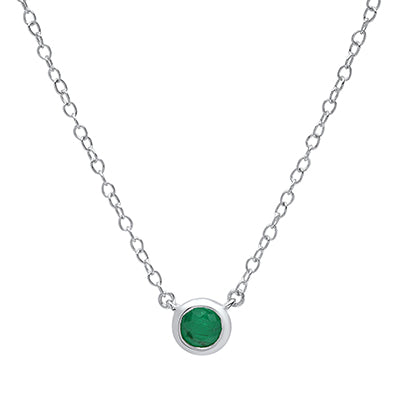 XP-829 10K White Gold 4MM Bezel Set Birthstone Necklace