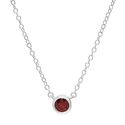 XP-829 10K White Gold 4MM Bezel Set Birthstone Necklace