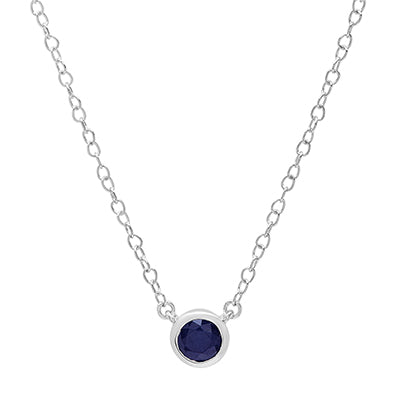 XP-829 10K White Gold 4MM Bezel Set Birthstone Necklace