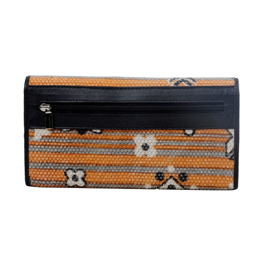 S-3007 Myra Orange & Grey Striped Wallet