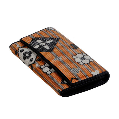 S-3007 Myra Orange & Grey Striped Wallet