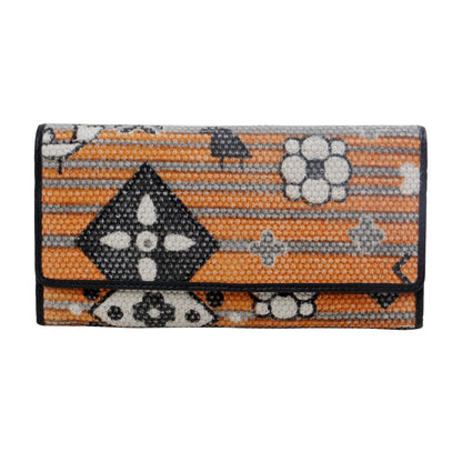S-3007 Myra Orange & Grey Striped Wallet