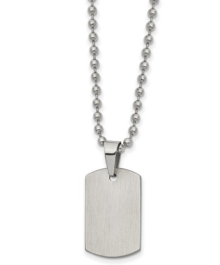Stainless Steel Reversible Dog Tag Necklace - 22"