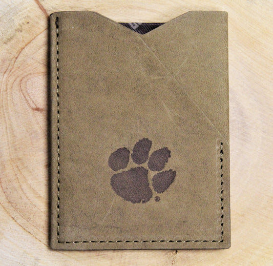 Clemson Brown Leather ID Wallet