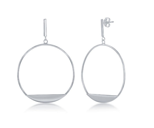Sterling Silver Bar with Designed Hoop Earrings
