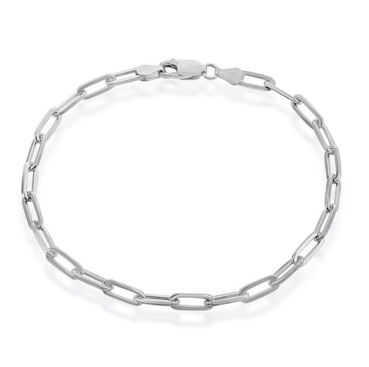 Sterling Silver 4mm Paper Clip Bracelet - 7"