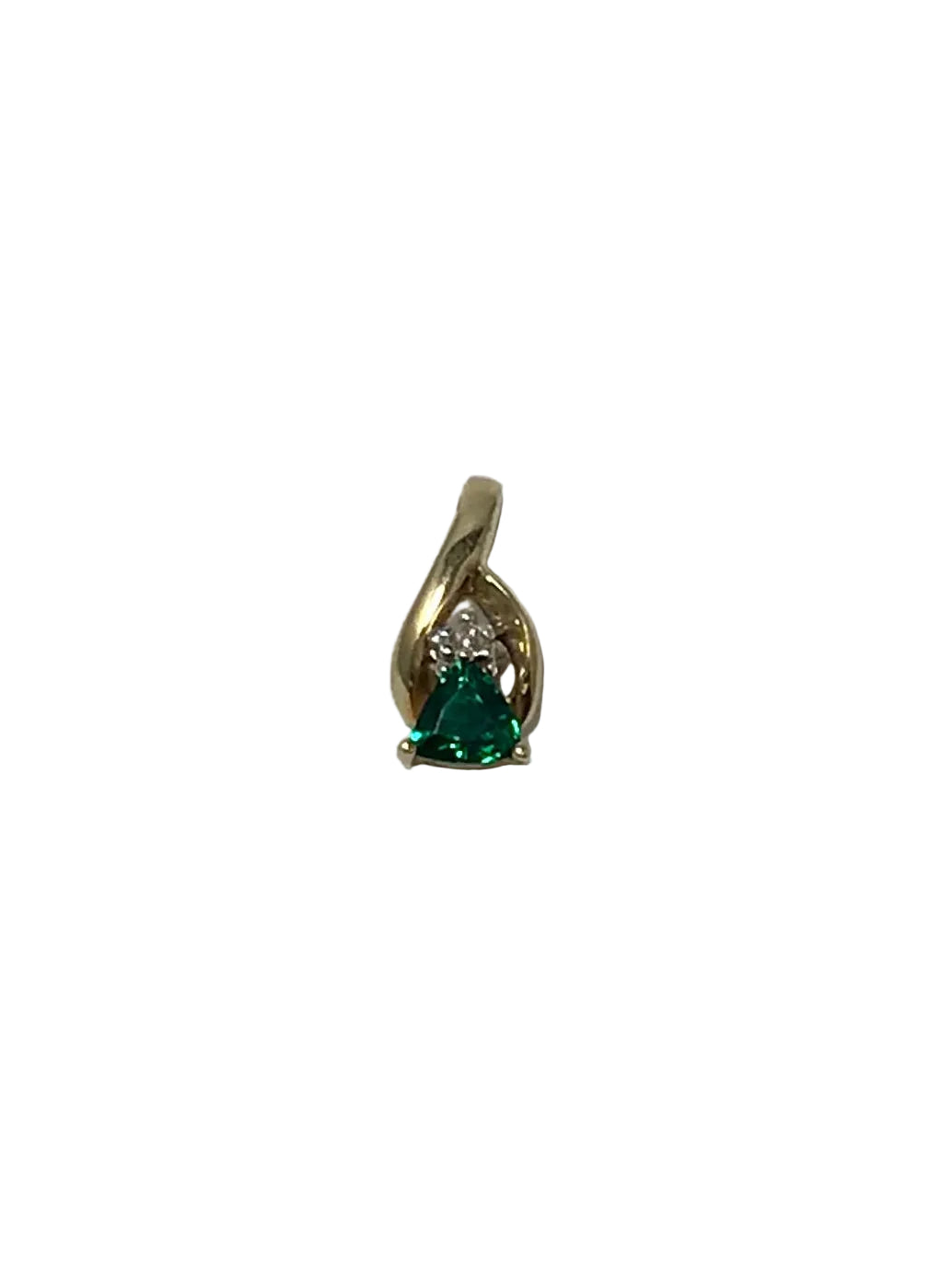 U 44735 10K Yellow Gold Green Stone Pendant