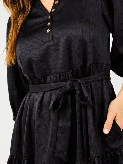 65098 Mary Square Talia Dress in Jet Black