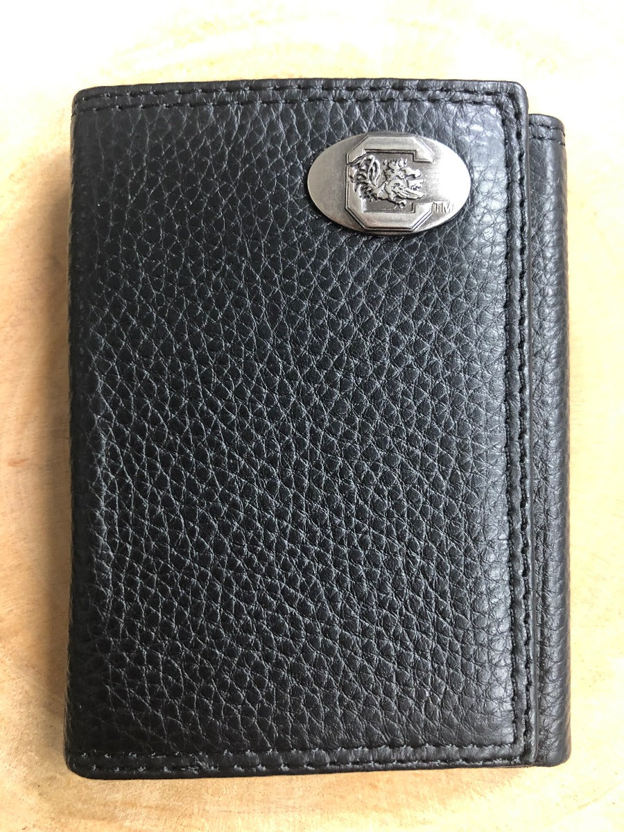 USC Black Trifold Pebble Wallet
