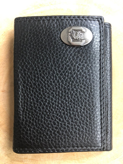 USC Black Trifold Pebble Wallet