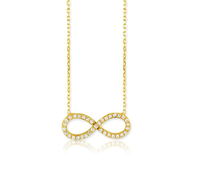 Sterling Silver Gold Plated Infinity Cubic Zirconia Necklace