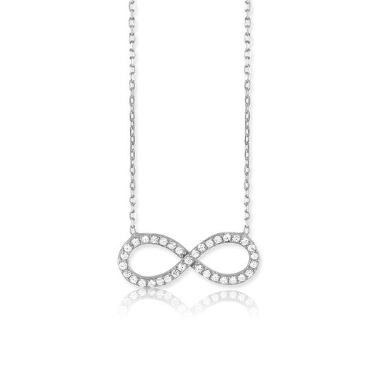 Sterling Silver Cubic Zirconia Infinity Necklace