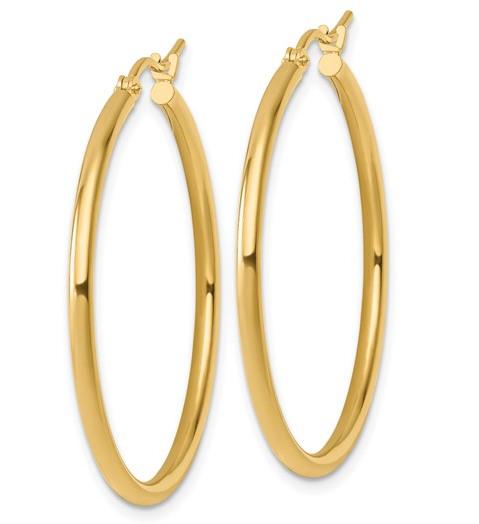 10K Yellow Gold 35mm Polished Hinged Hoop Earrings