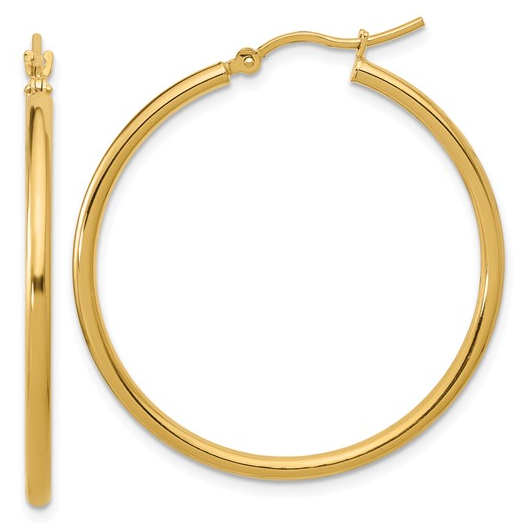 10K Yellow Gold 35mm Polished Hinged Hoop Earrings