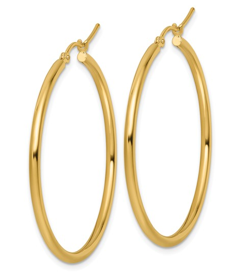 10K Yellow Gold 40mm Polished Hinged Hoop Earrings