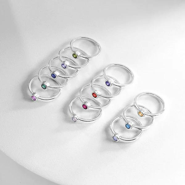 Sterling Silver Birthstone Cubic Zirconia Kids Ring