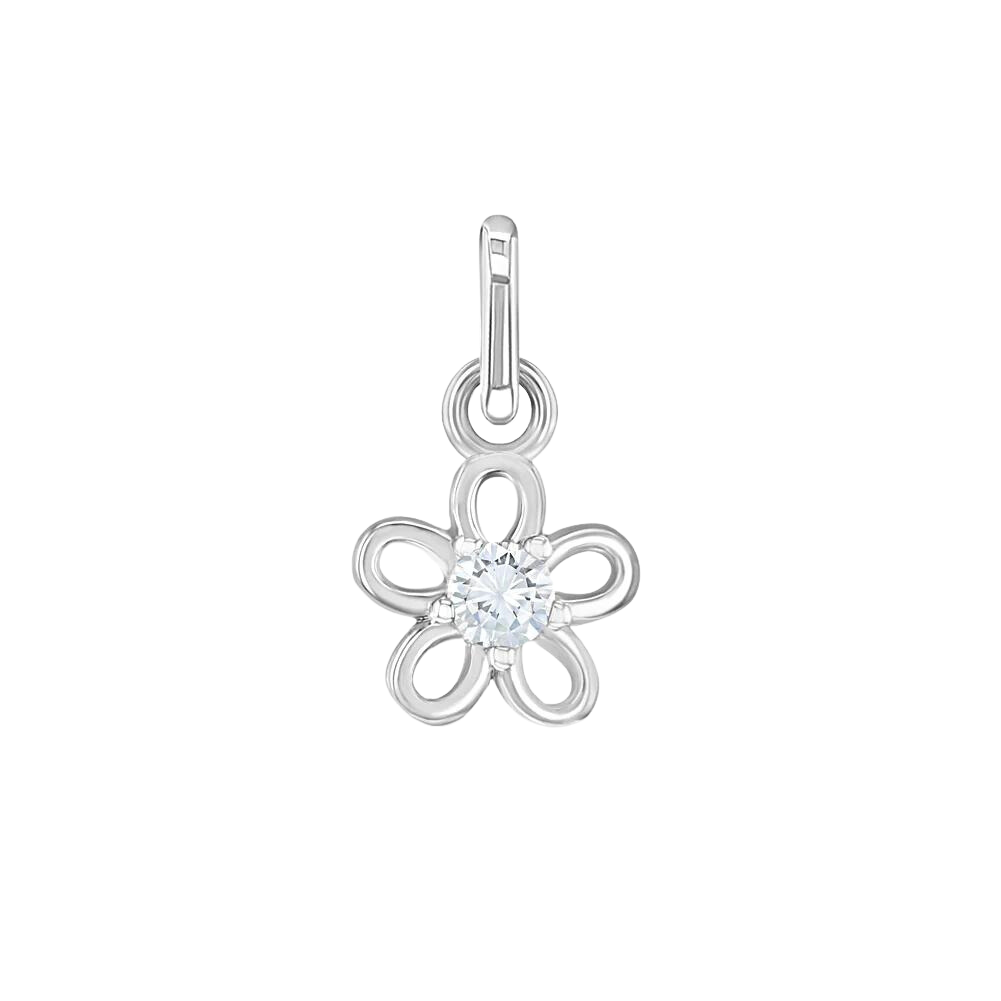 Sterling Silver Good Vibes Children's Bracelet Charm - Clear Flower Charm