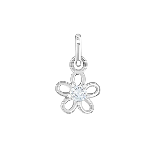 Sterling Silver Good Vibes Children's Bracelet Charm - Clear Flower Charm