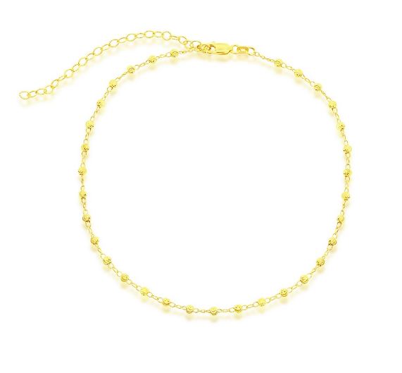 Sterling Silver Gold Tone Moon Cut Bead Choker