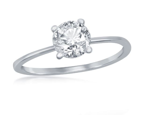 Sterling Silver 6mm Round Solitaire Engagement Ring