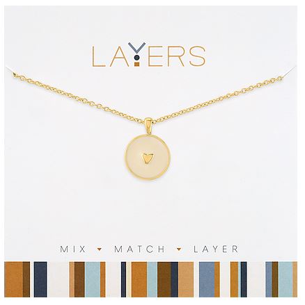 Layers Gold Round Heart Disc Necklace