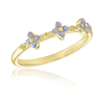Layers Air Blue Opal Mini Flower Gold Ring