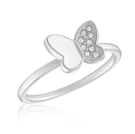 Stacks Half Cubic Zirconia Butterfly Ring