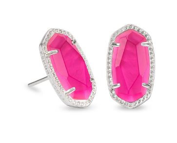 9608800217 Kendra Scott Ellie Silver Stud Earrings in Azalea Illusion