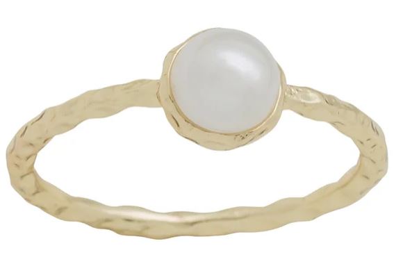 Layers Round Pearl Gold Ring