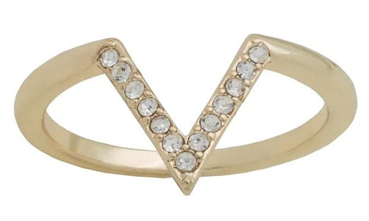 Layers Cubic Zirconia V Gold Ring